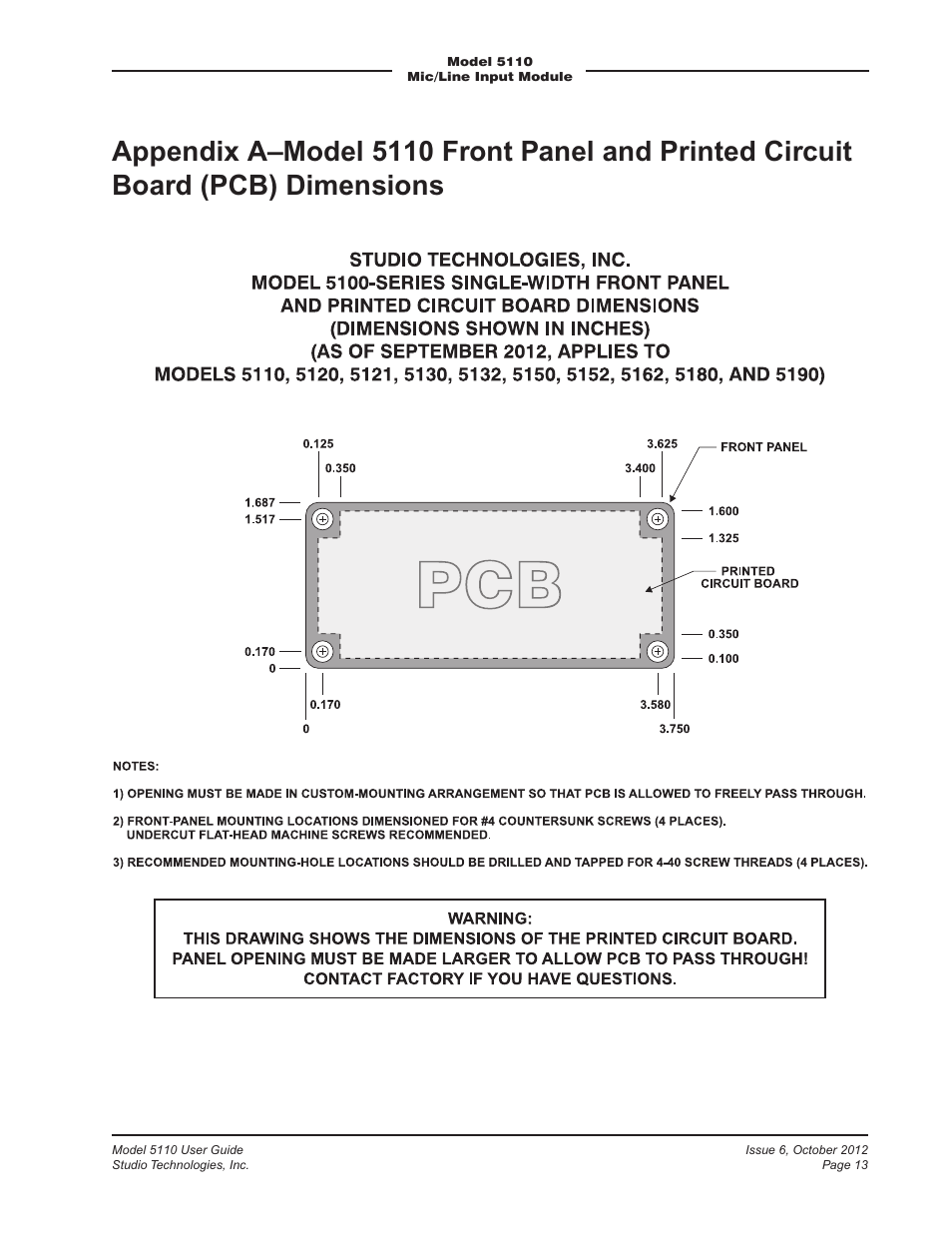 Studio Technologies 5110 V.3.0 User Manual | Page 13 / 15