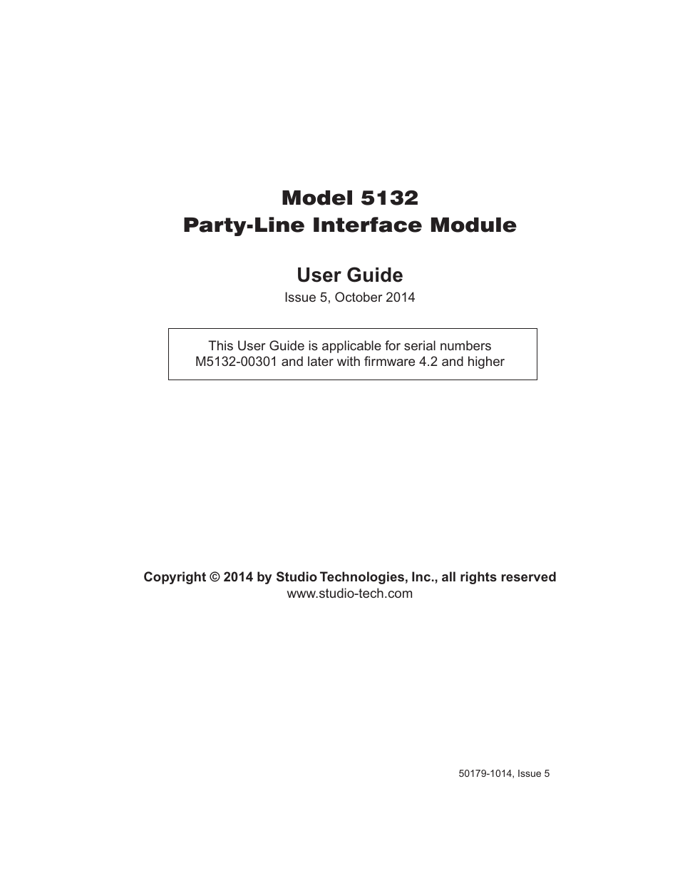 Studio Technologies 5132 2014 User Manual | 23 pages