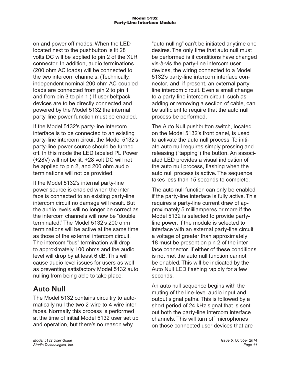 Auto null | Studio Technologies 5132 2014 User Manual | Page 11 / 23