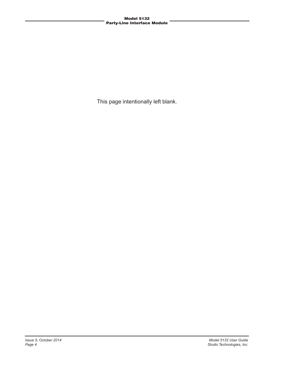 This page intentionally left blank | Studio Technologies 5132 2014 User Manual | Page 4 / 23