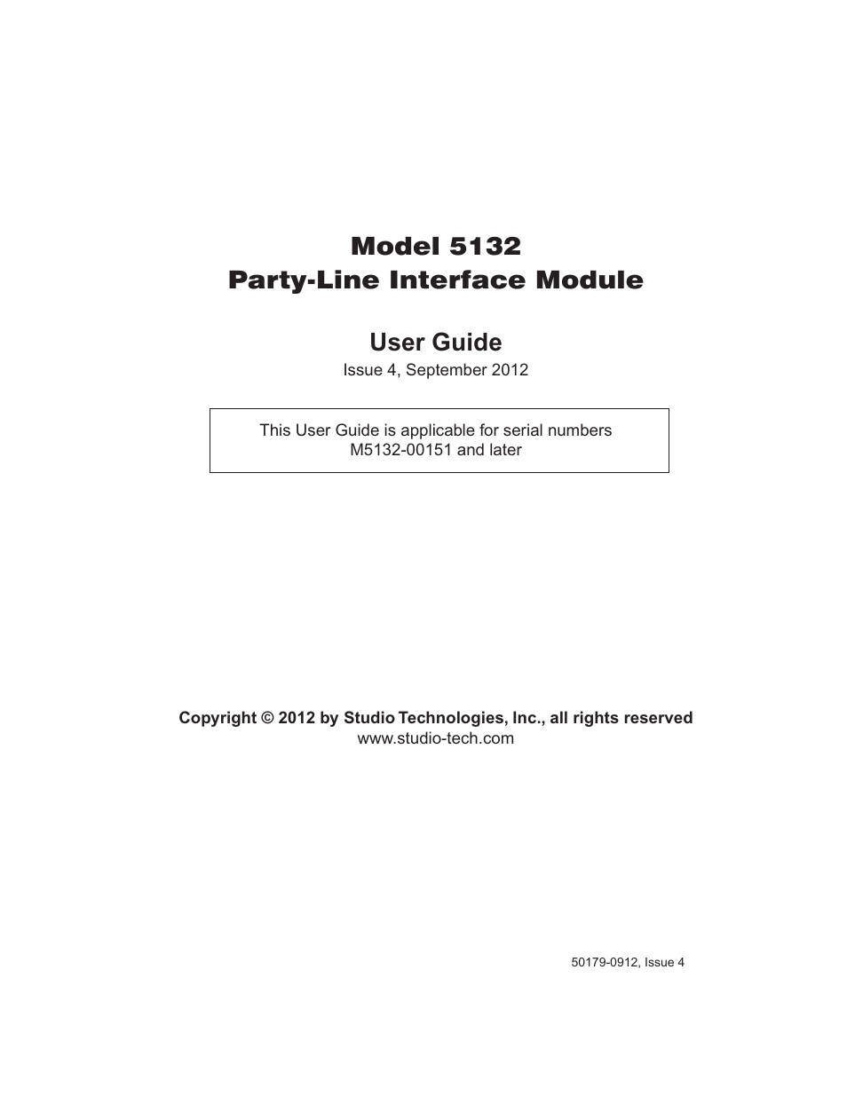 Studio Technologies 5132 2012 User Manual | 21 pages