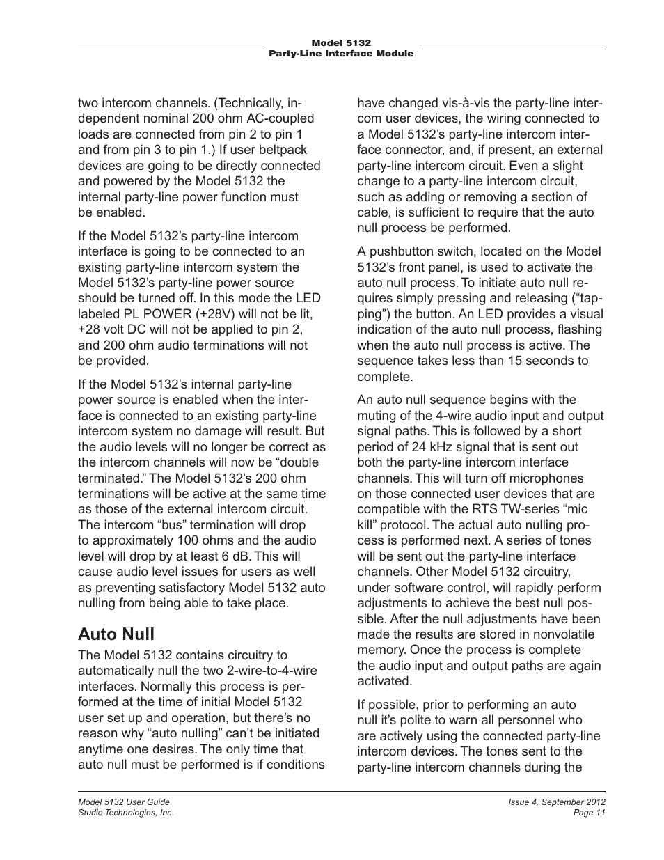 Auto null | Studio Technologies 5132 2012 User Manual | Page 11 / 21