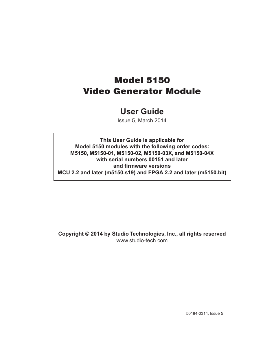 Studio Technologies 5150 V.1 User Manual | 33 pages