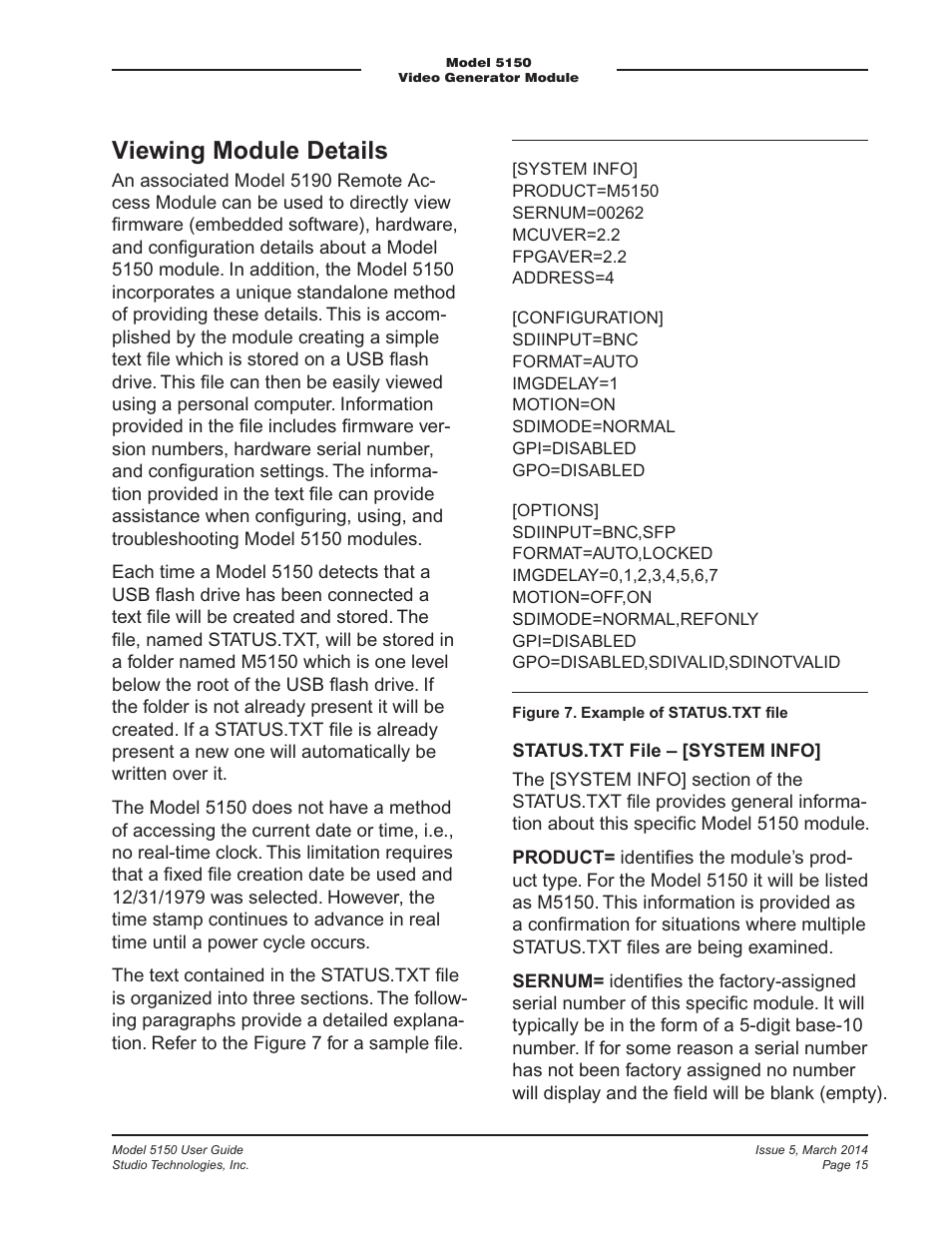 Viewing module details | Studio Technologies 5150 V.1 User Manual | Page 15 / 33