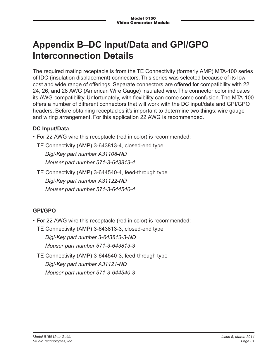 Studio Technologies 5150 V.1 User Manual | Page 31 / 33