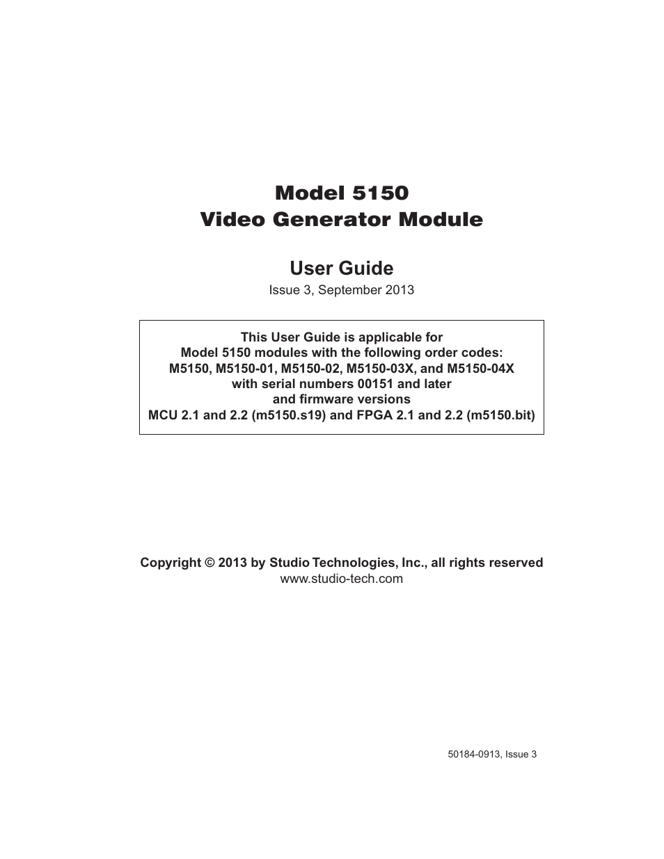 Studio Technologies 5150 V.2 User Manual | 33 pages