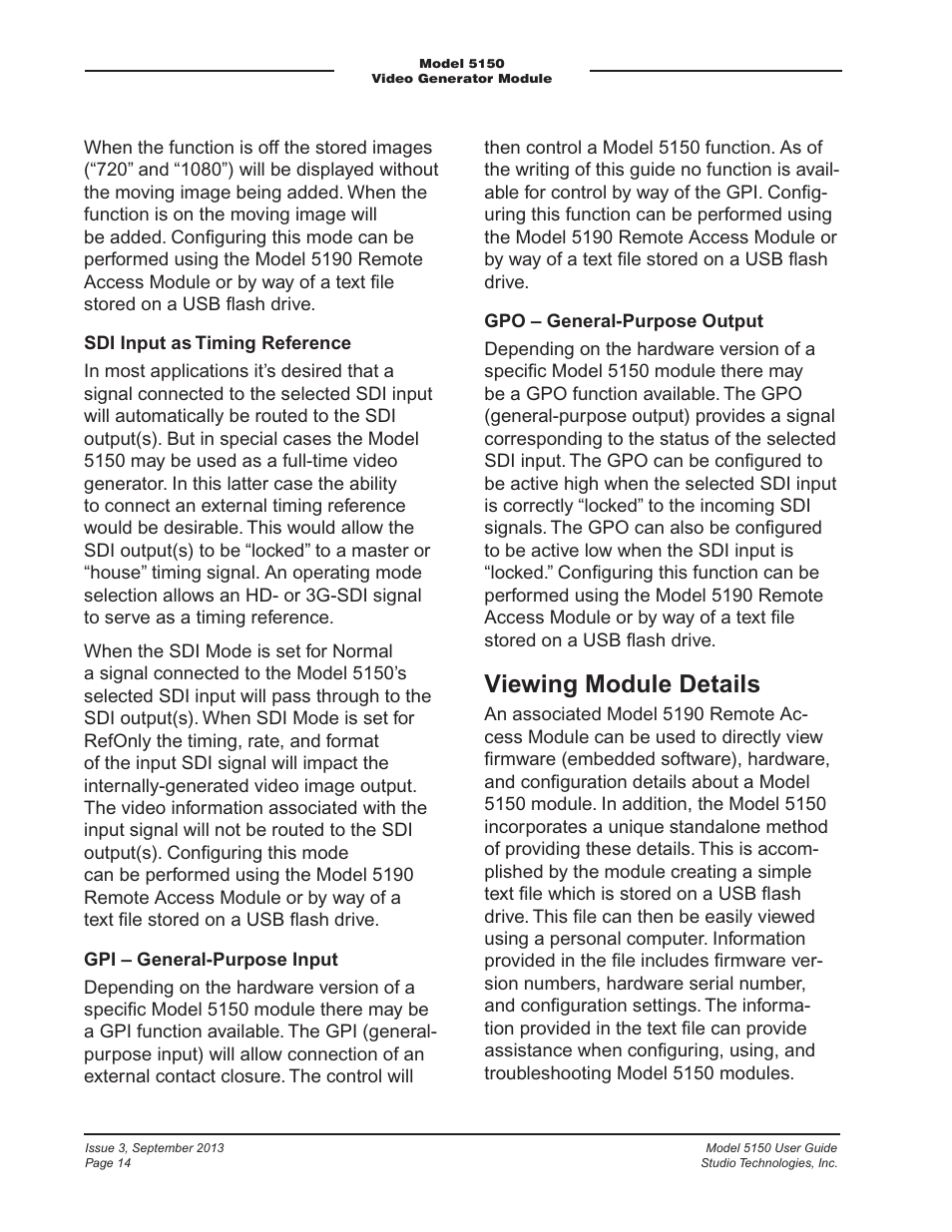 Viewing module details | Studio Technologies 5150 V.2 User Manual | Page 14 / 33