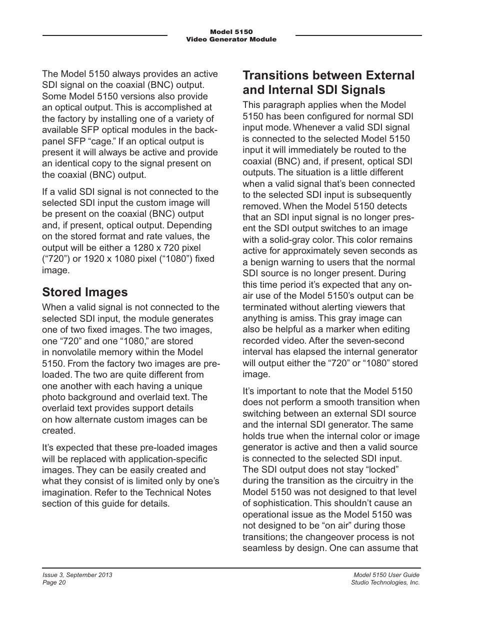 Stored images | Studio Technologies 5150 V.2 User Manual | Page 20 / 33