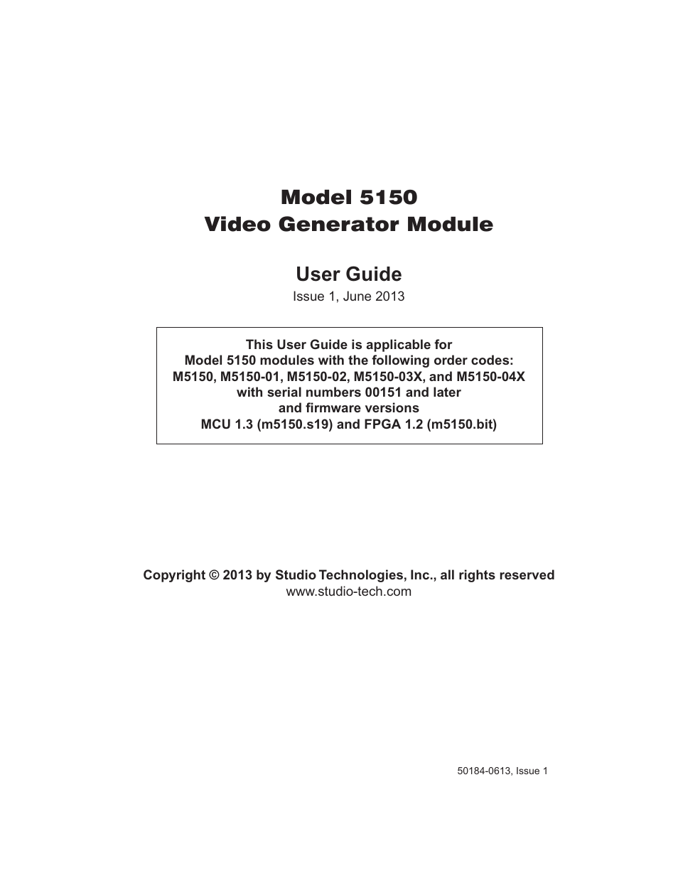 Studio Technologies 5150 V.3 User Manual | 27 pages