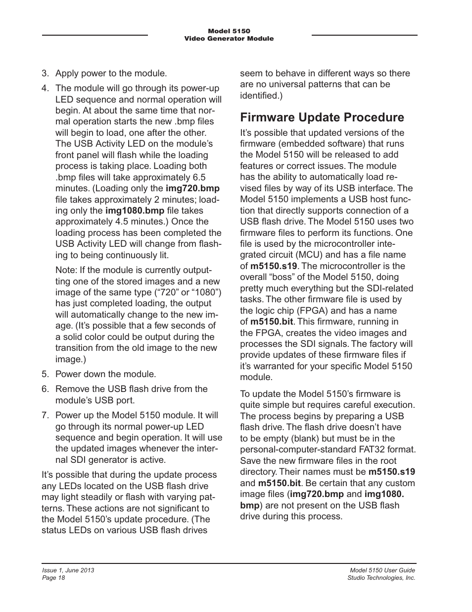 Firmware update procedure | Studio Technologies 5150 V.3 User Manual | Page 18 / 27