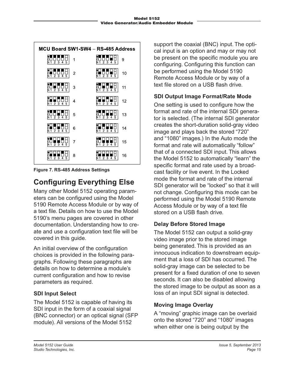 Conﬁguring everything else | Studio Technologies 5152 V.1 User Manual | Page 15 / 39