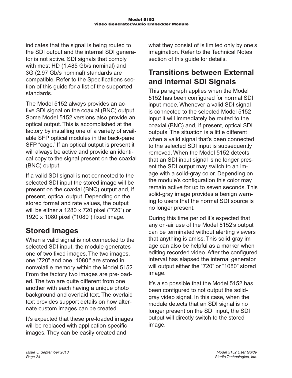 Stored images | Studio Technologies 5152 V.1 User Manual | Page 24 / 39