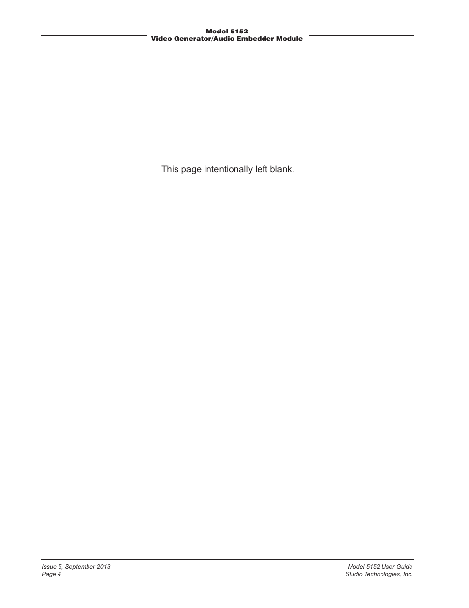 This page intentionally left blank | Studio Technologies 5152 V.1 User Manual | Page 4 / 39