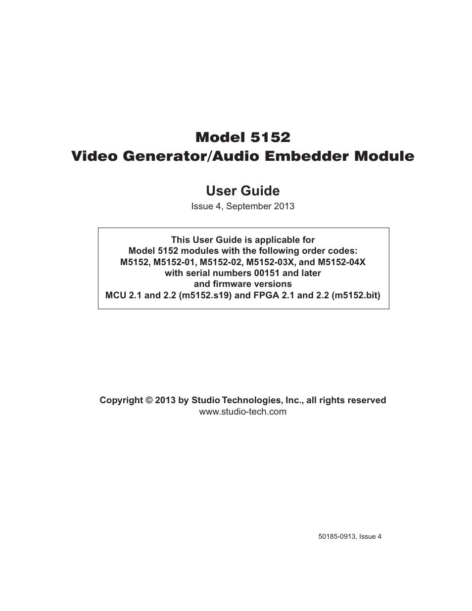 Studio Technologies 5152 V.2 User Manual | 37 pages