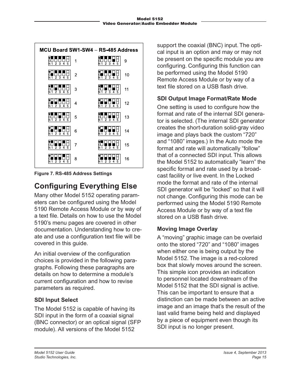Conﬁguring everything else | Studio Technologies 5152 V.2 User Manual | Page 15 / 37