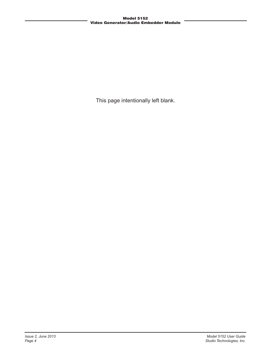 This page intentionally left blank | Studio Technologies 5152 V.3 User Manual | Page 4 / 31
