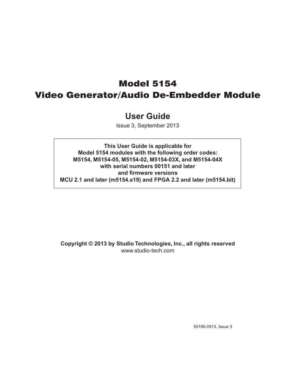 Studio Technologies 5154 User Manual | 33 pages