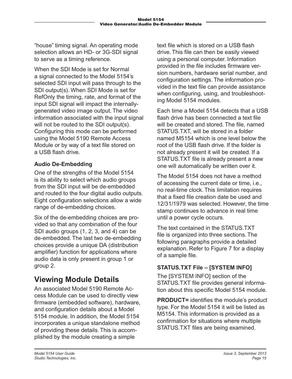 Viewing module details | Studio Technologies 5154 User Manual | Page 15 / 33