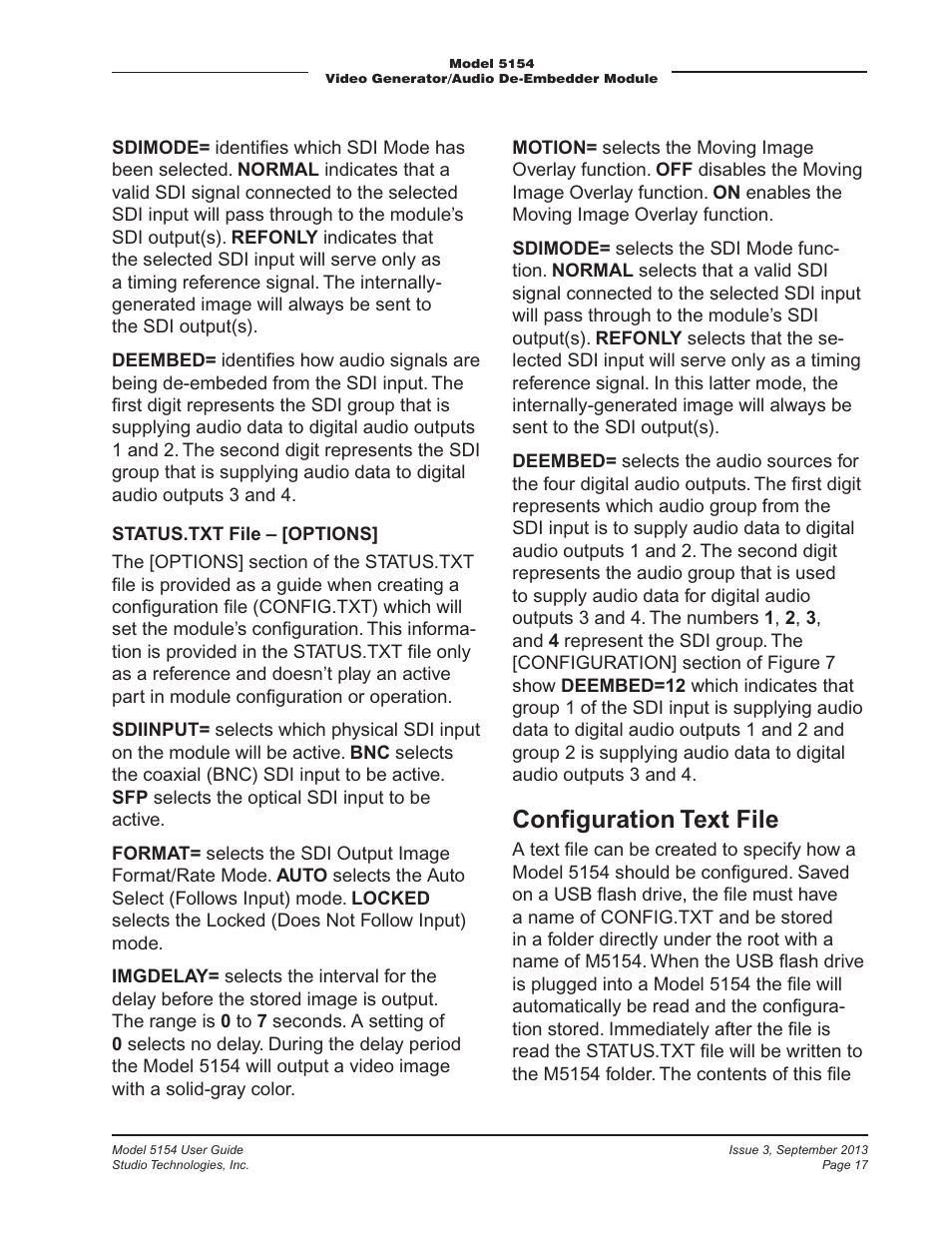 Conﬁguration text file | Studio Technologies 5154 User Manual | Page 17 / 33