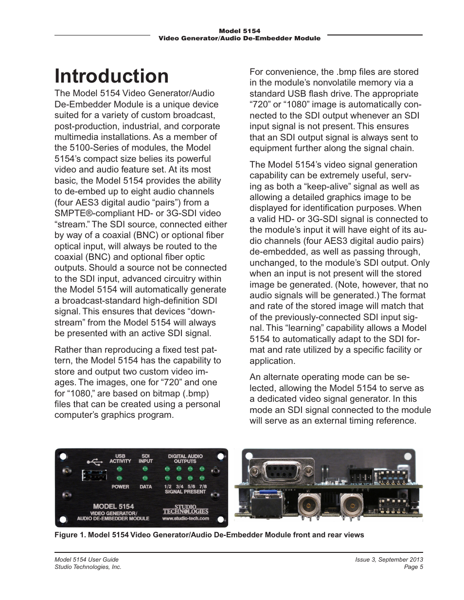 Introduction | Studio Technologies 5154 User Manual | Page 5 / 33