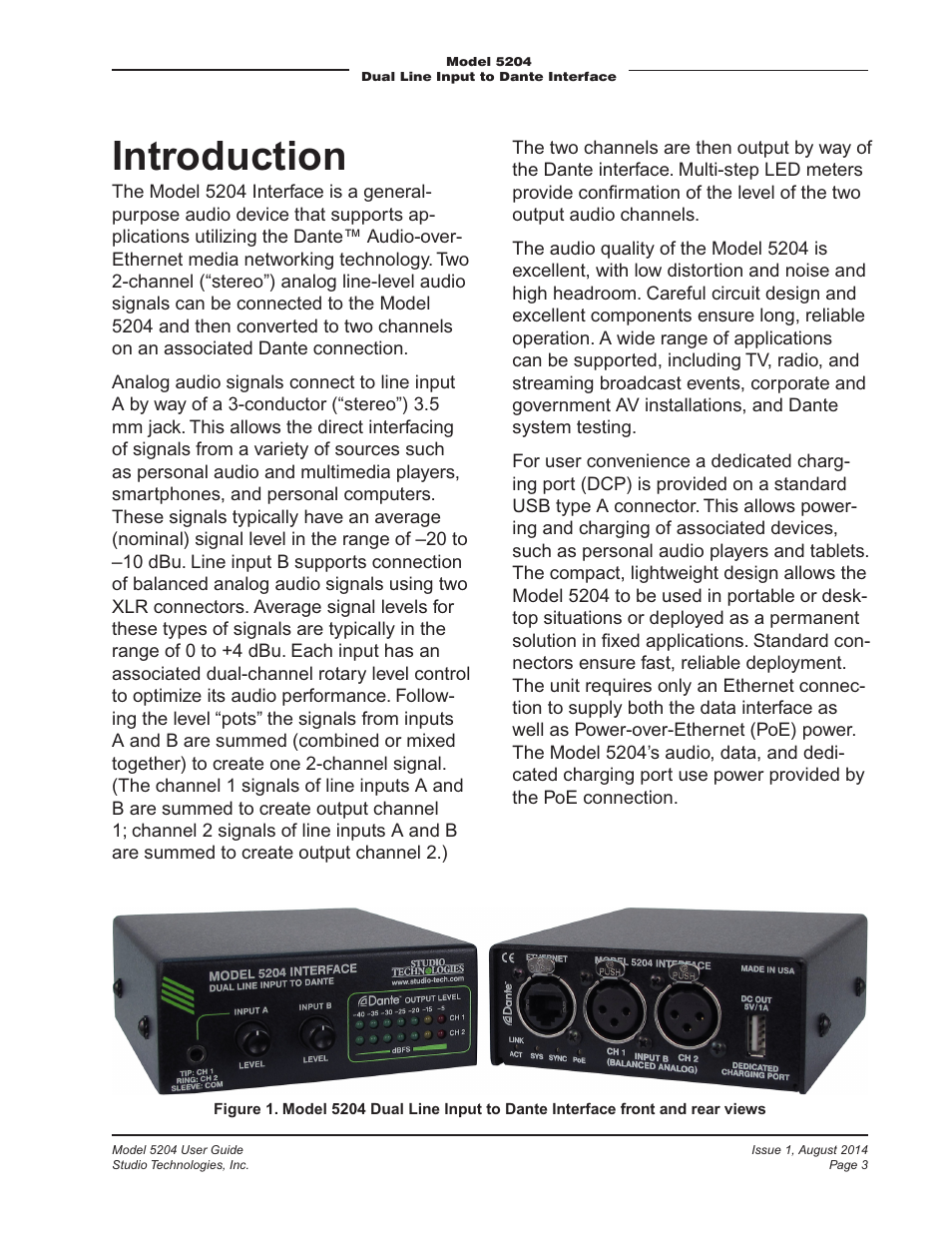 Introduction | Studio Technologies 5204 User Manual | Page 3 / 11