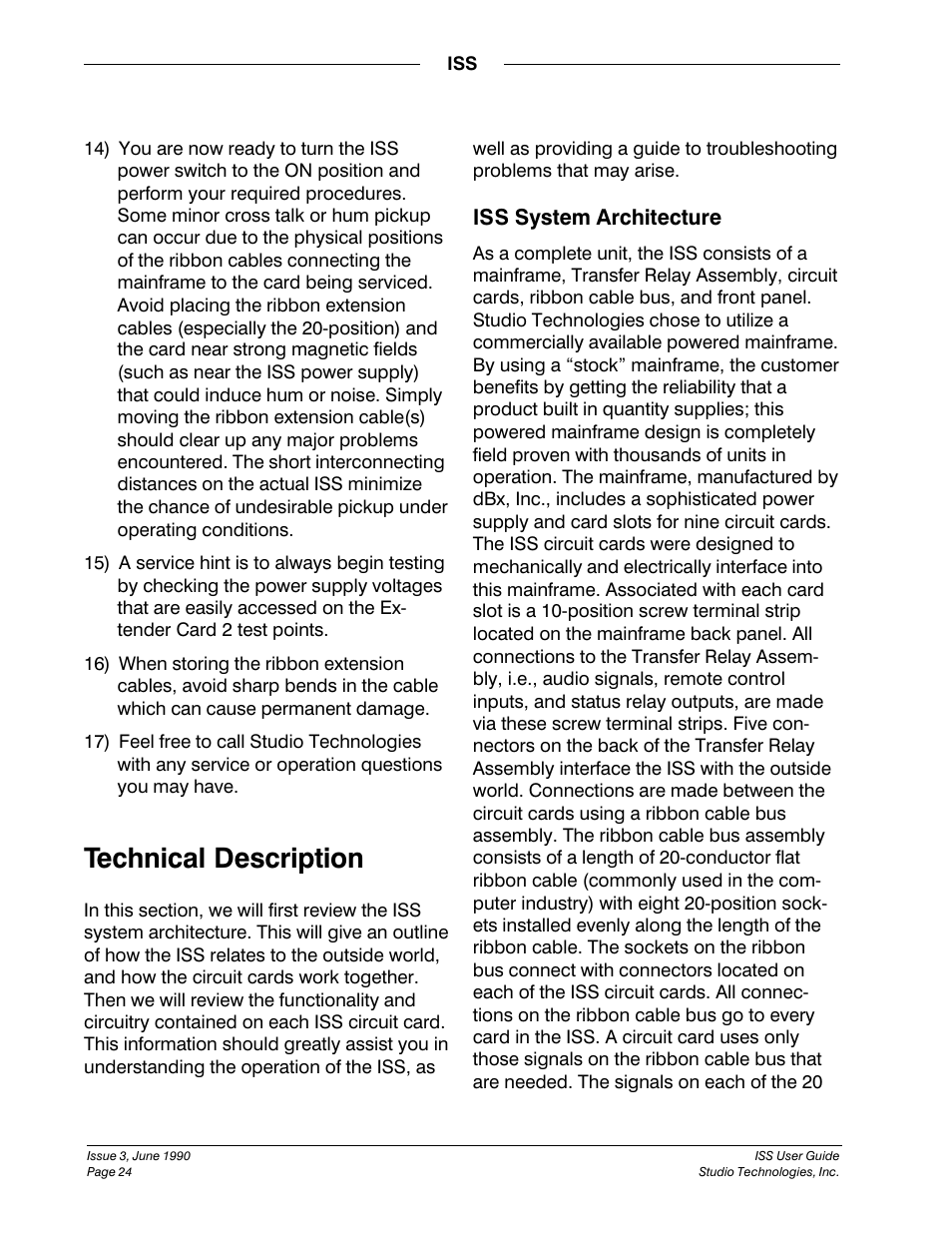 Technical description | Studio Technologies ISS User Manual | Page 23 / 45