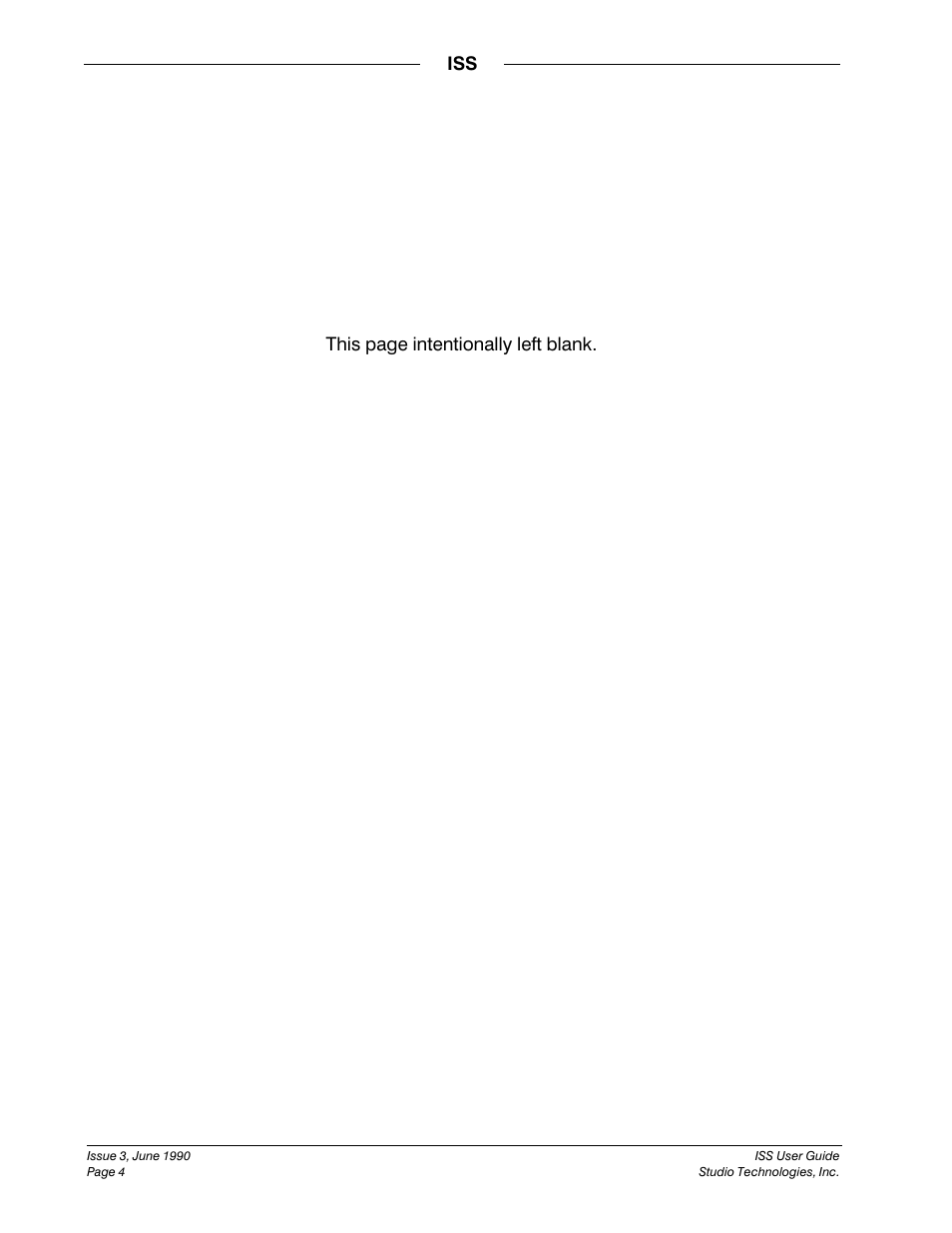 Iss this page intentionally left blank | Studio Technologies ISS User Manual | Page 3 / 45