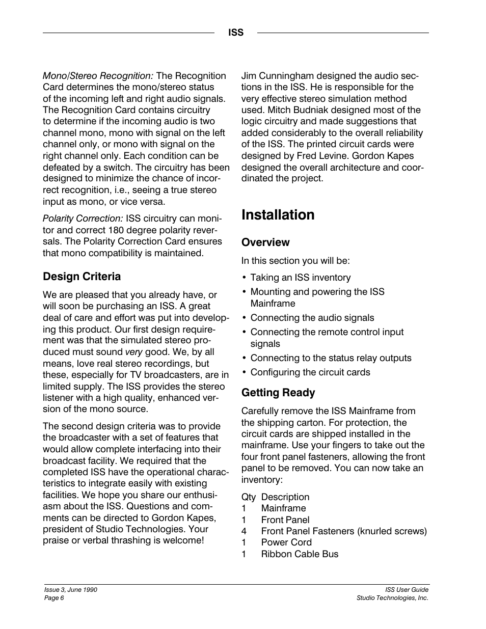 Installation | Studio Technologies ISS User Manual | Page 5 / 45