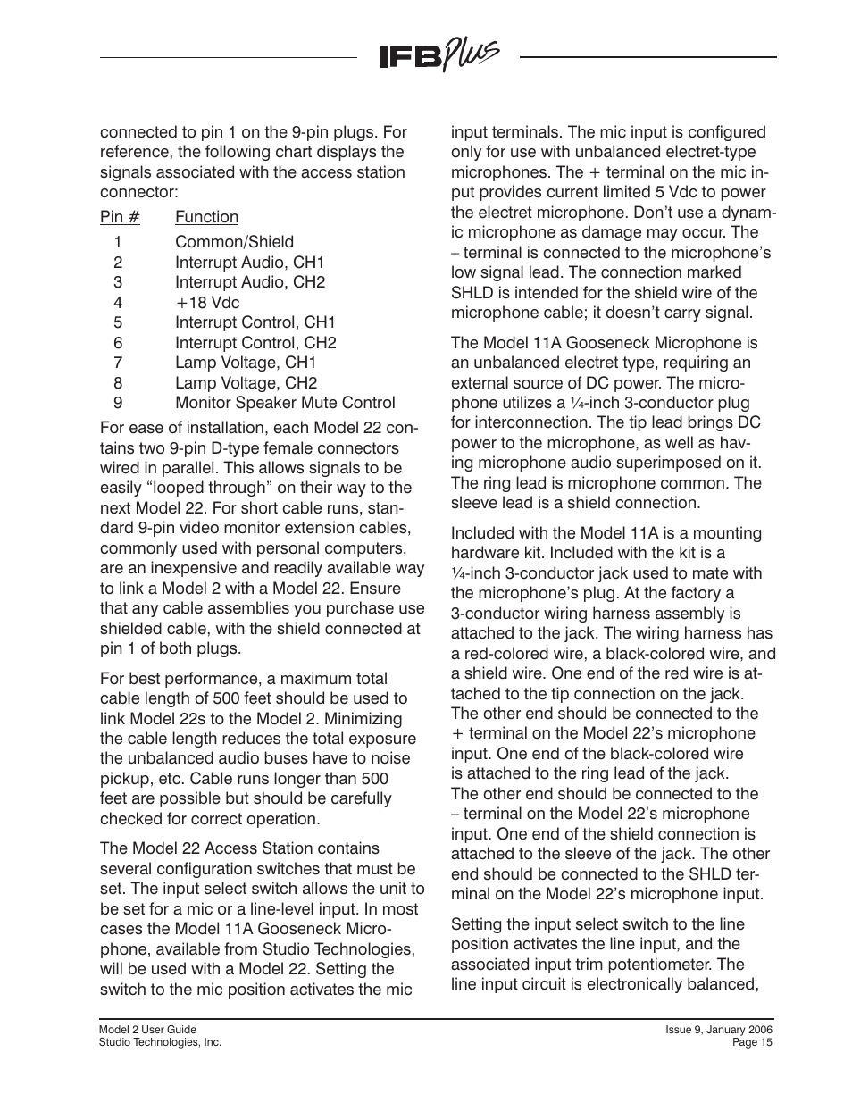 Studio Technologies IFB Plus 2007 User Manual | Page 15 / 51