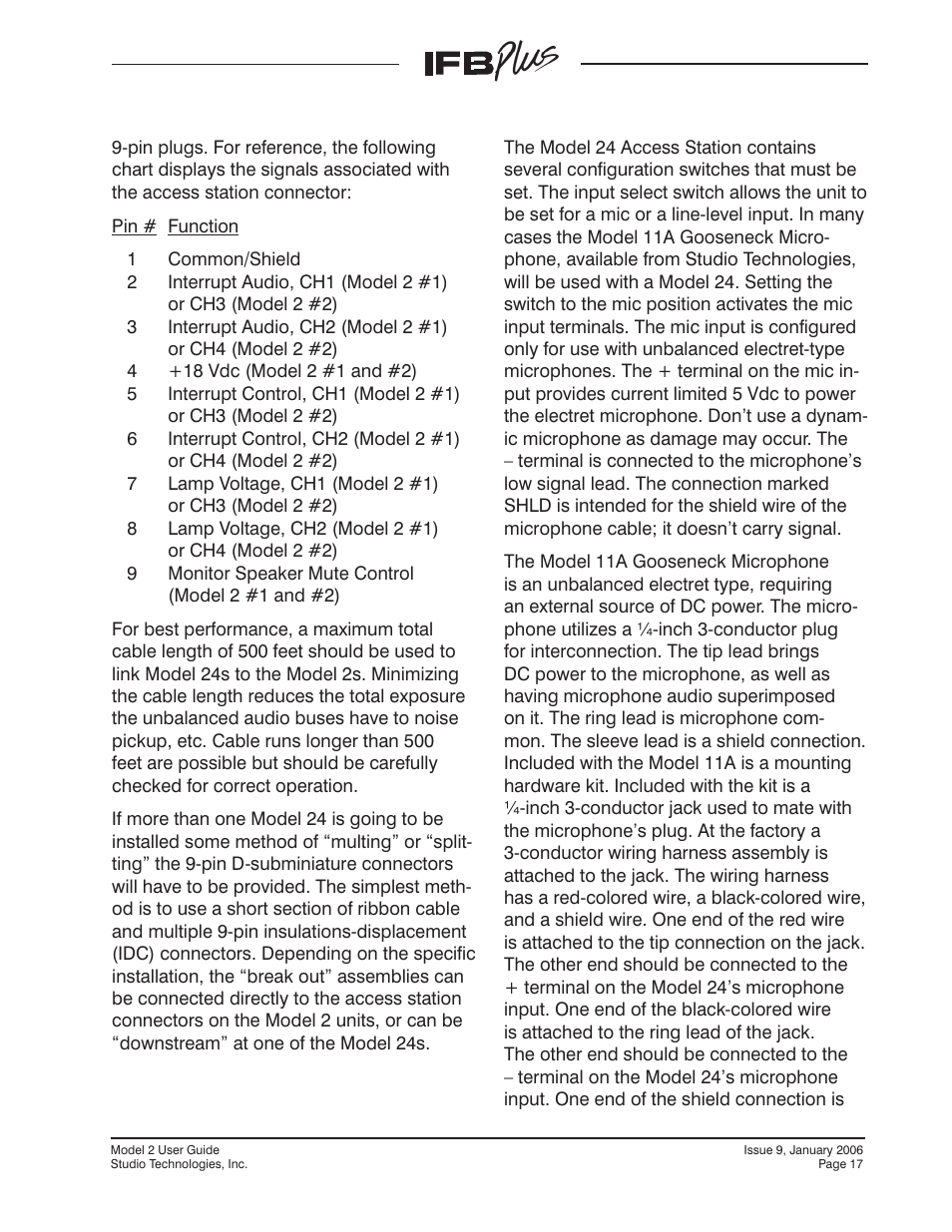 Studio Technologies IFB Plus 2007 User Manual | Page 17 / 51