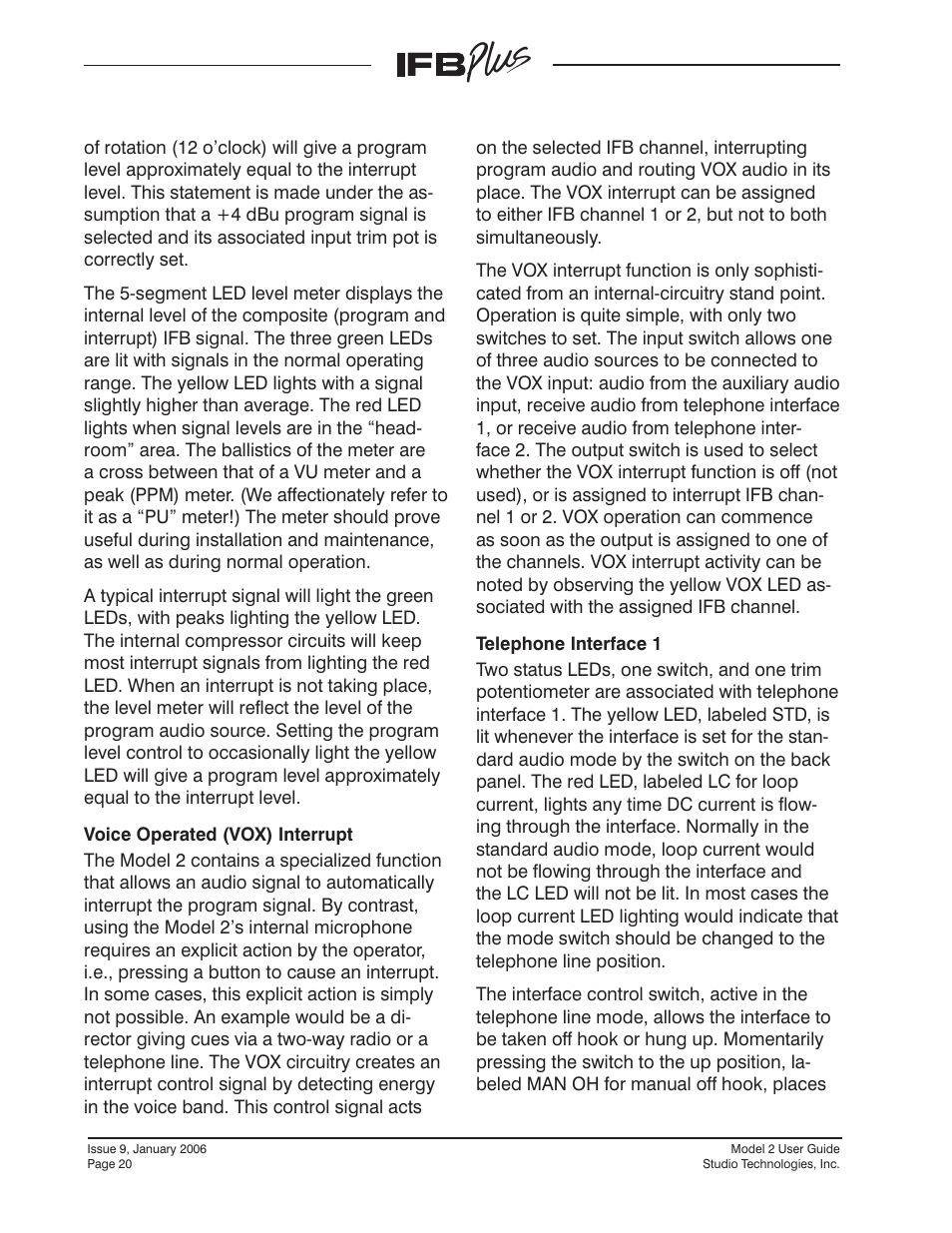 Studio Technologies IFB Plus 2007 User Manual | Page 20 / 51