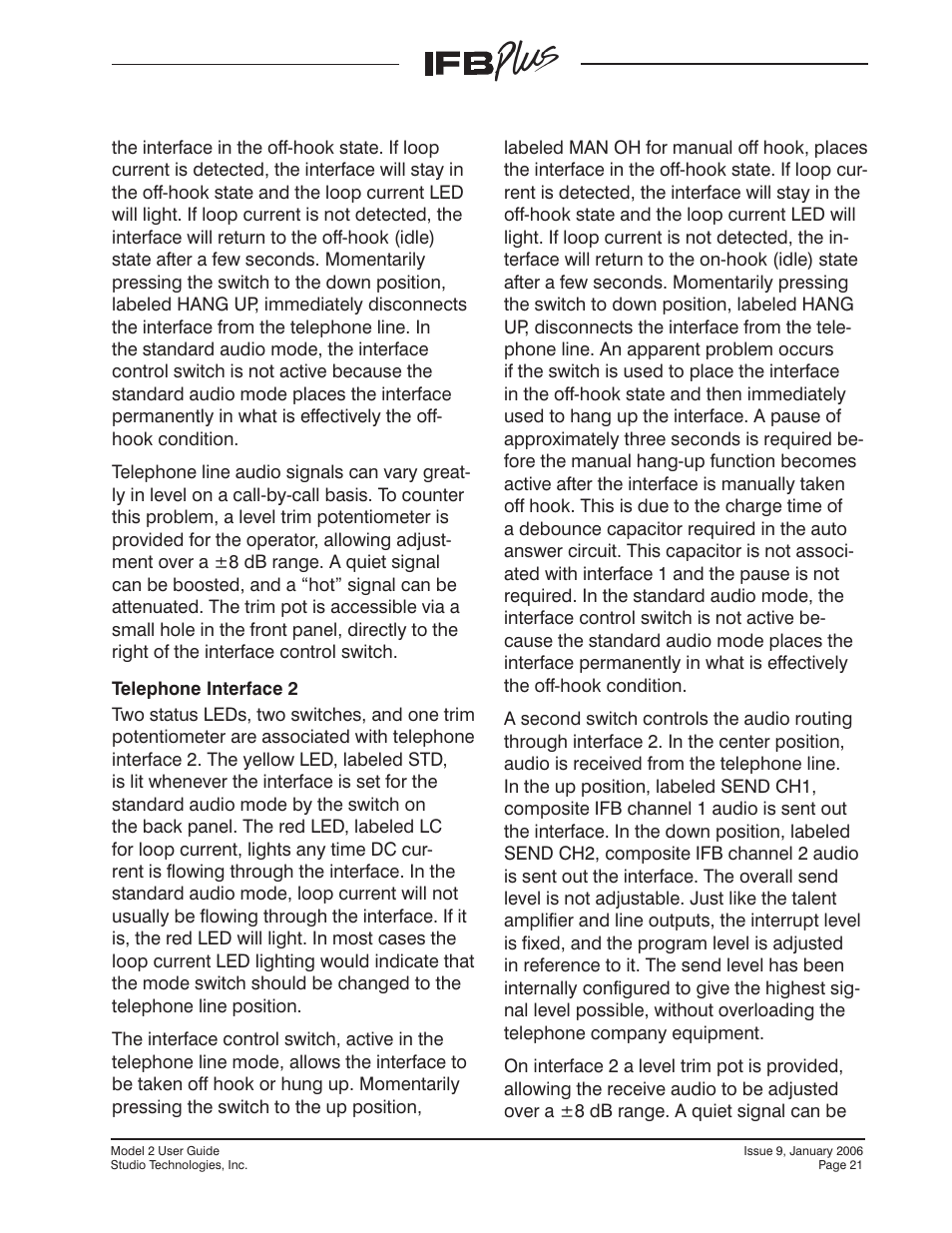 Studio Technologies IFB Plus 2007 User Manual | Page 21 / 51
