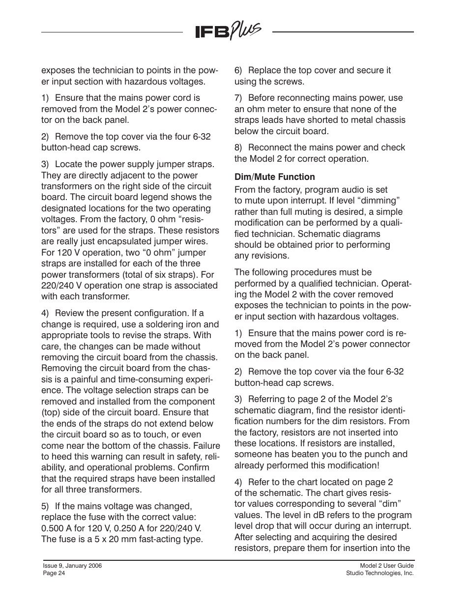 Studio Technologies IFB Plus 2007 User Manual | Page 24 / 51