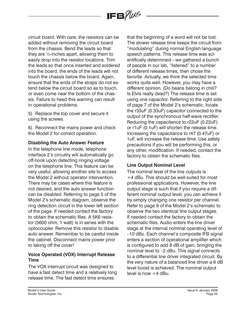 Studio Technologies IFB Plus 2007 User Manual | Page 25 / 51
