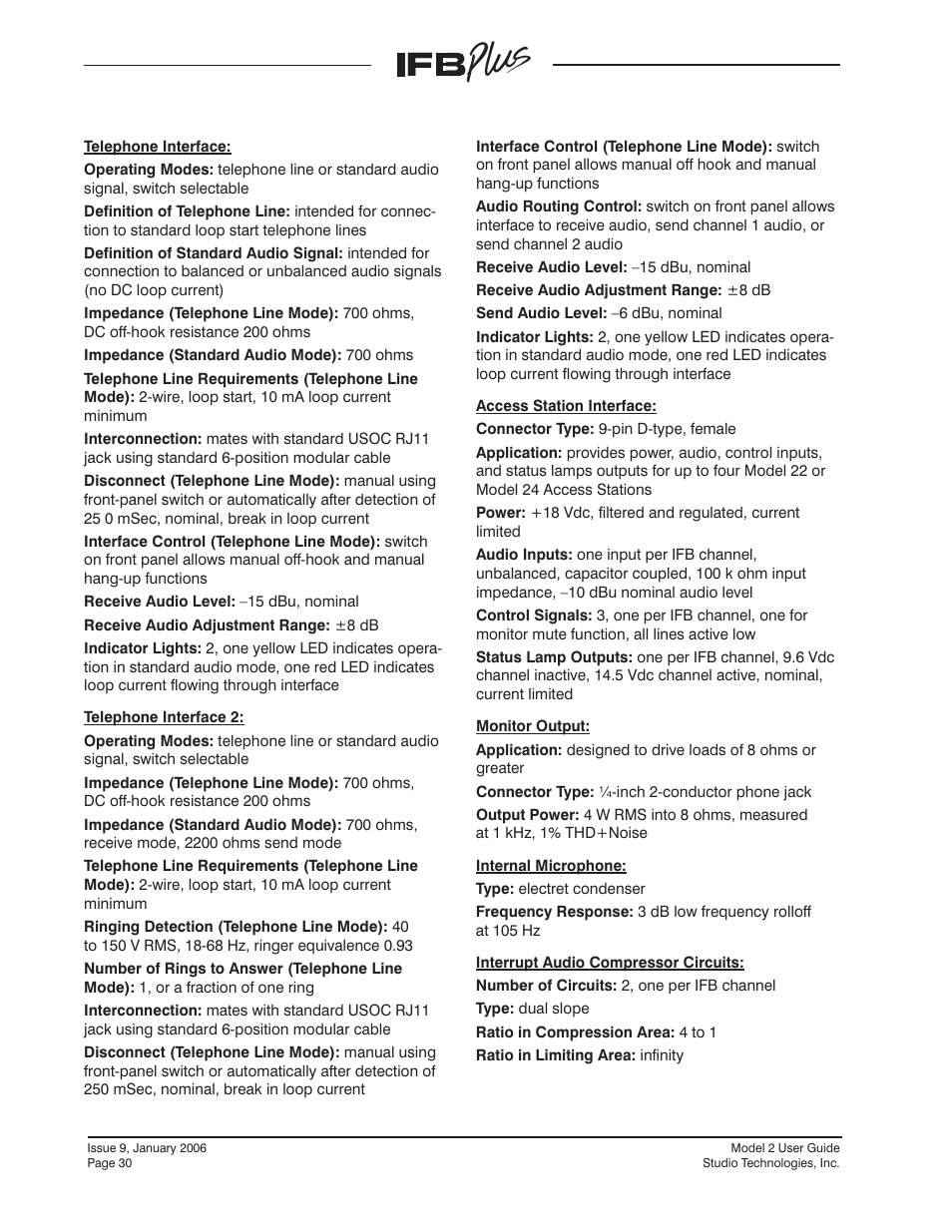 Studio Technologies IFB Plus 2007 User Manual | Page 30 / 51