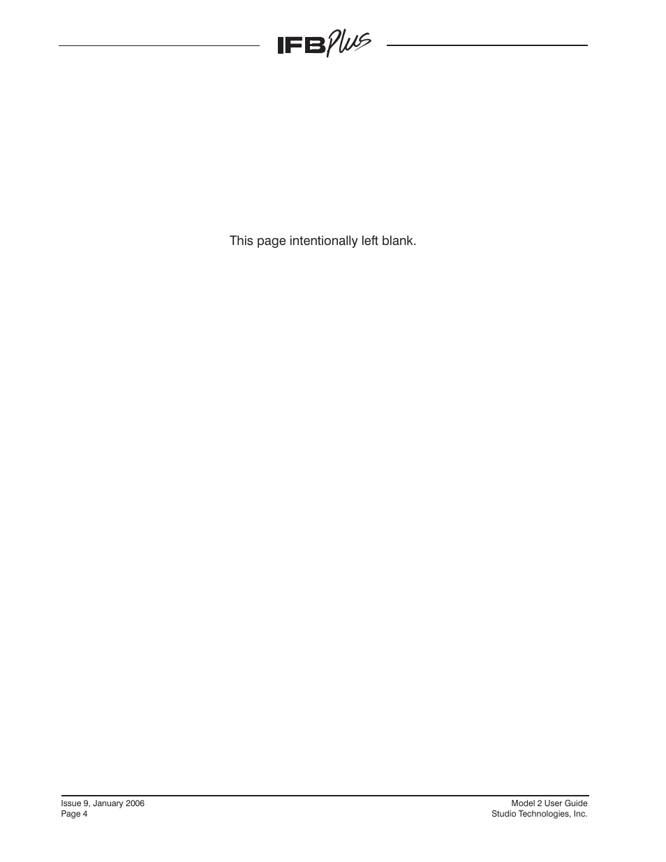 This page intentionally left blank | Studio Technologies IFB Plus 2007 User Manual | Page 4 / 51
