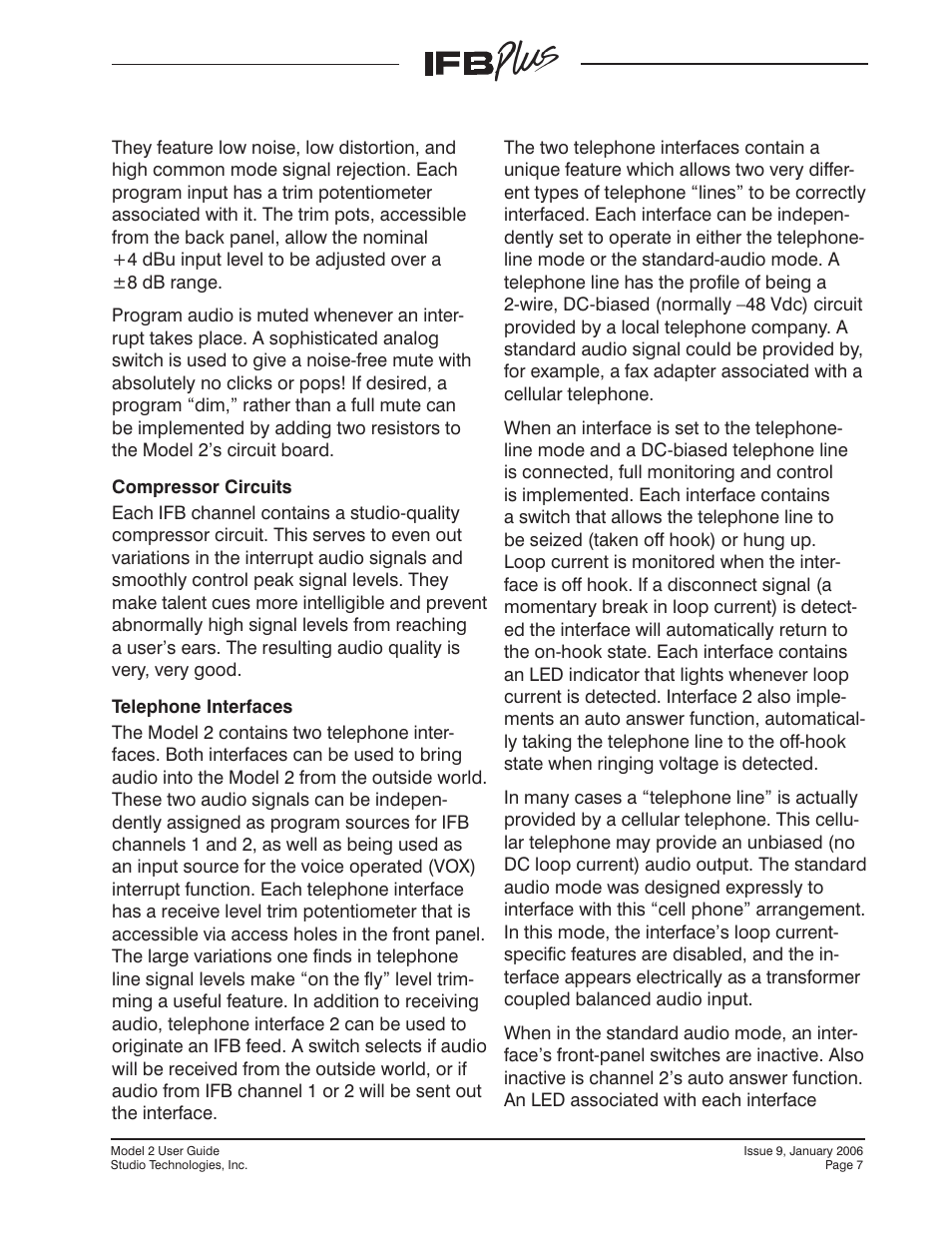 Studio Technologies IFB Plus 2007 User Manual | Page 7 / 51