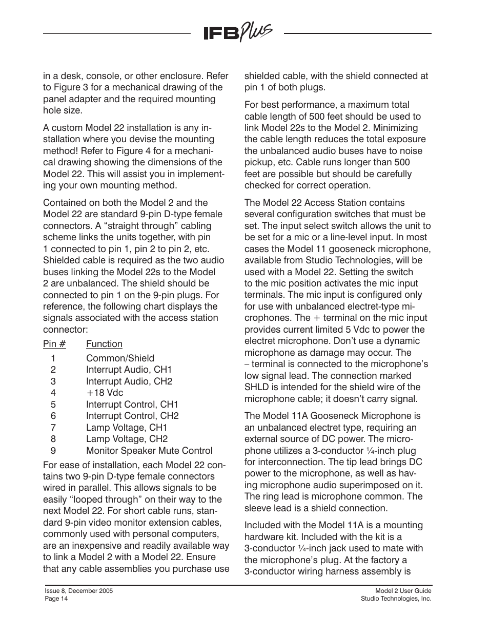 Studio Technologies IFB Plus 2005 User Manual | Page 14 / 55