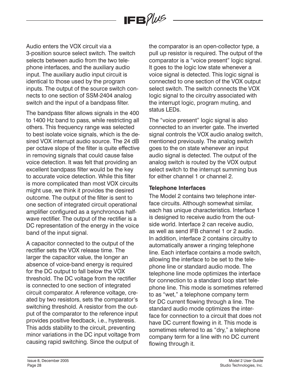 Studio Technologies IFB Plus 2005 User Manual | Page 28 / 55