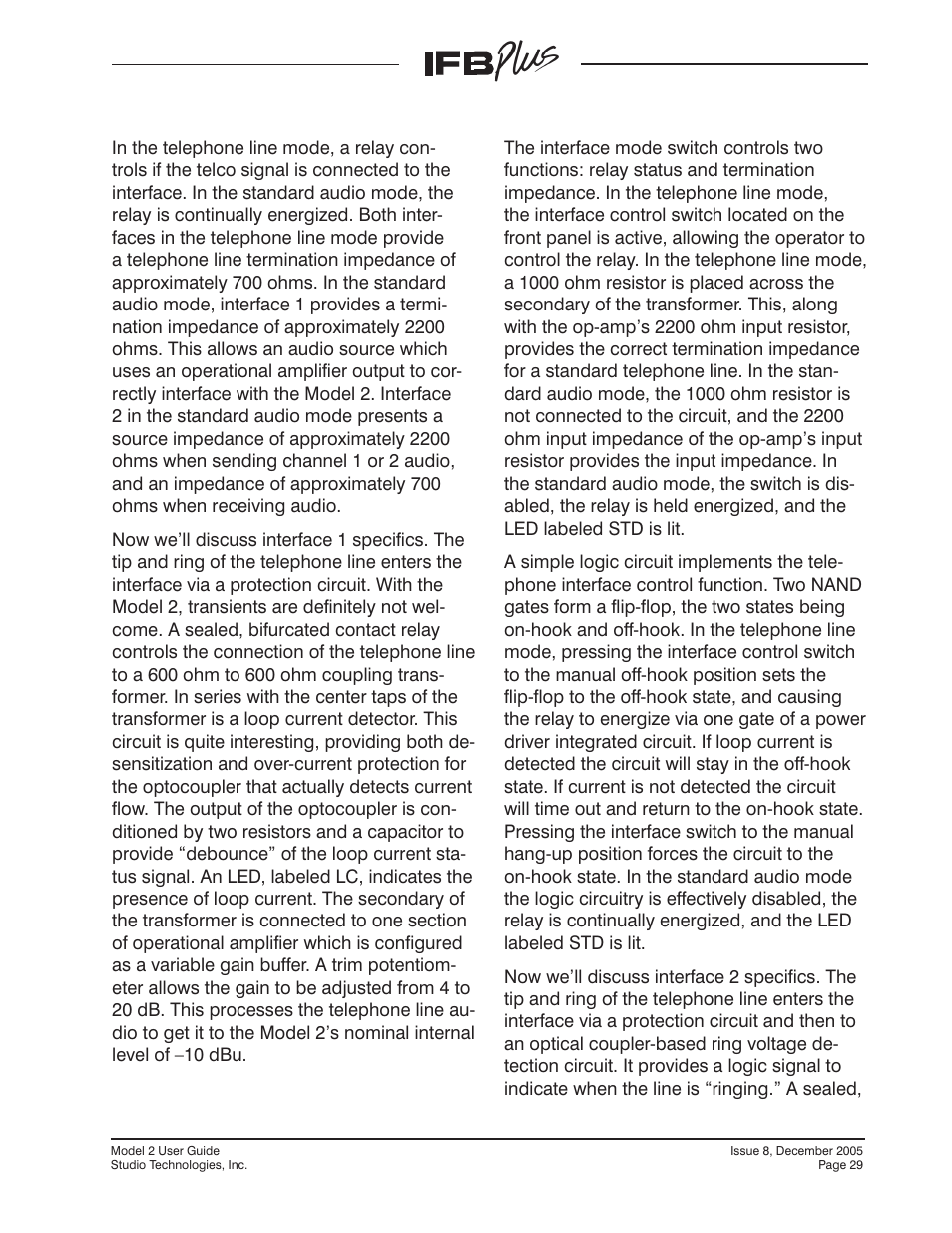 Studio Technologies IFB Plus 2005 User Manual | Page 29 / 55