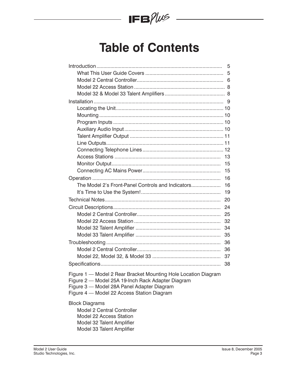 Studio Technologies IFB Plus 2005 User Manual | Page 3 / 55
