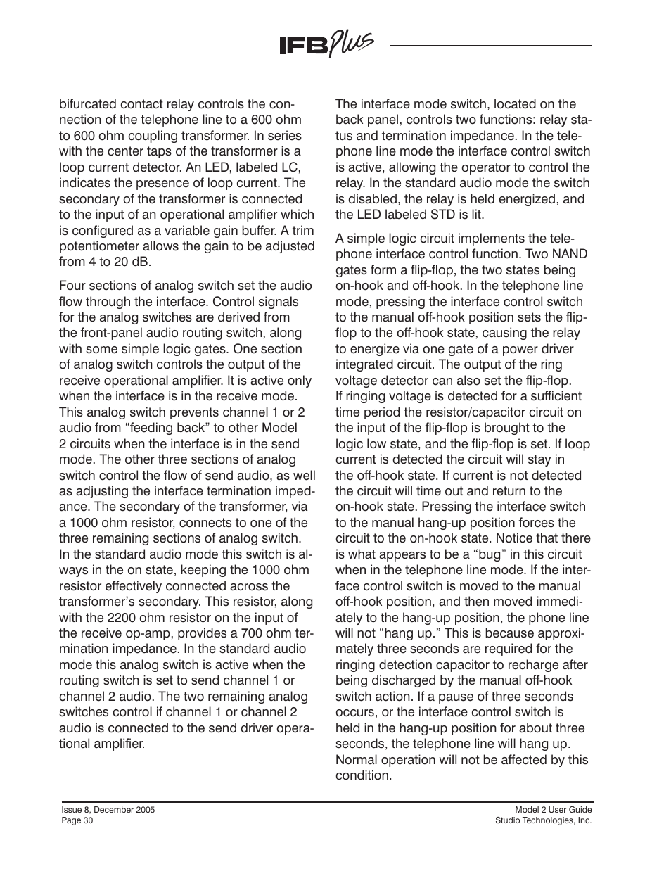 Studio Technologies IFB Plus 2005 User Manual | Page 30 / 55