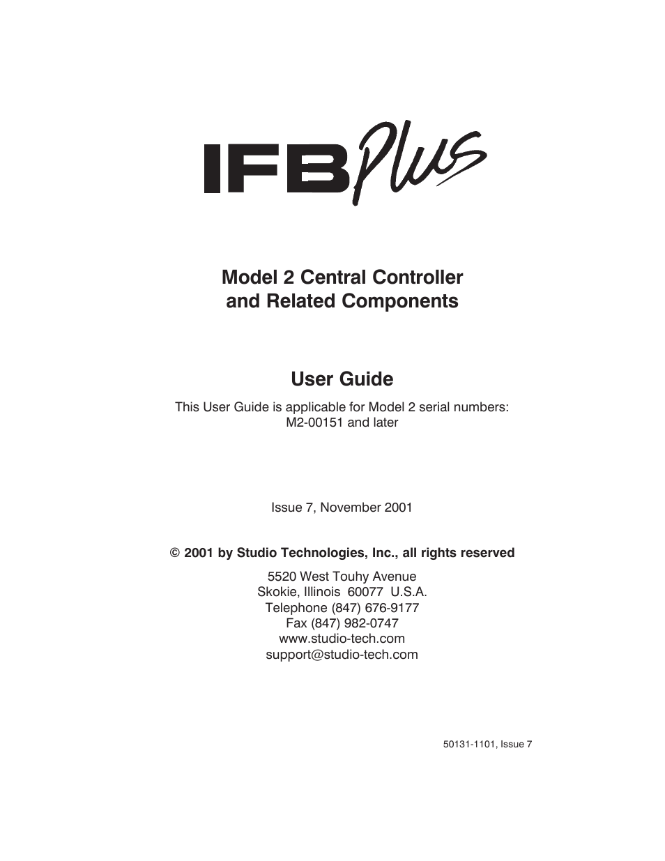 Studio Technologies IFB Plus 2001 User Manual | 63 pages