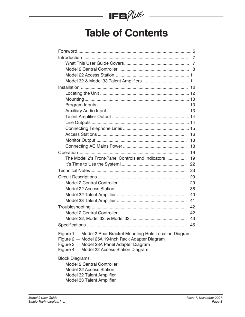 Studio Technologies IFB Plus 2001 User Manual | Page 3 / 63
