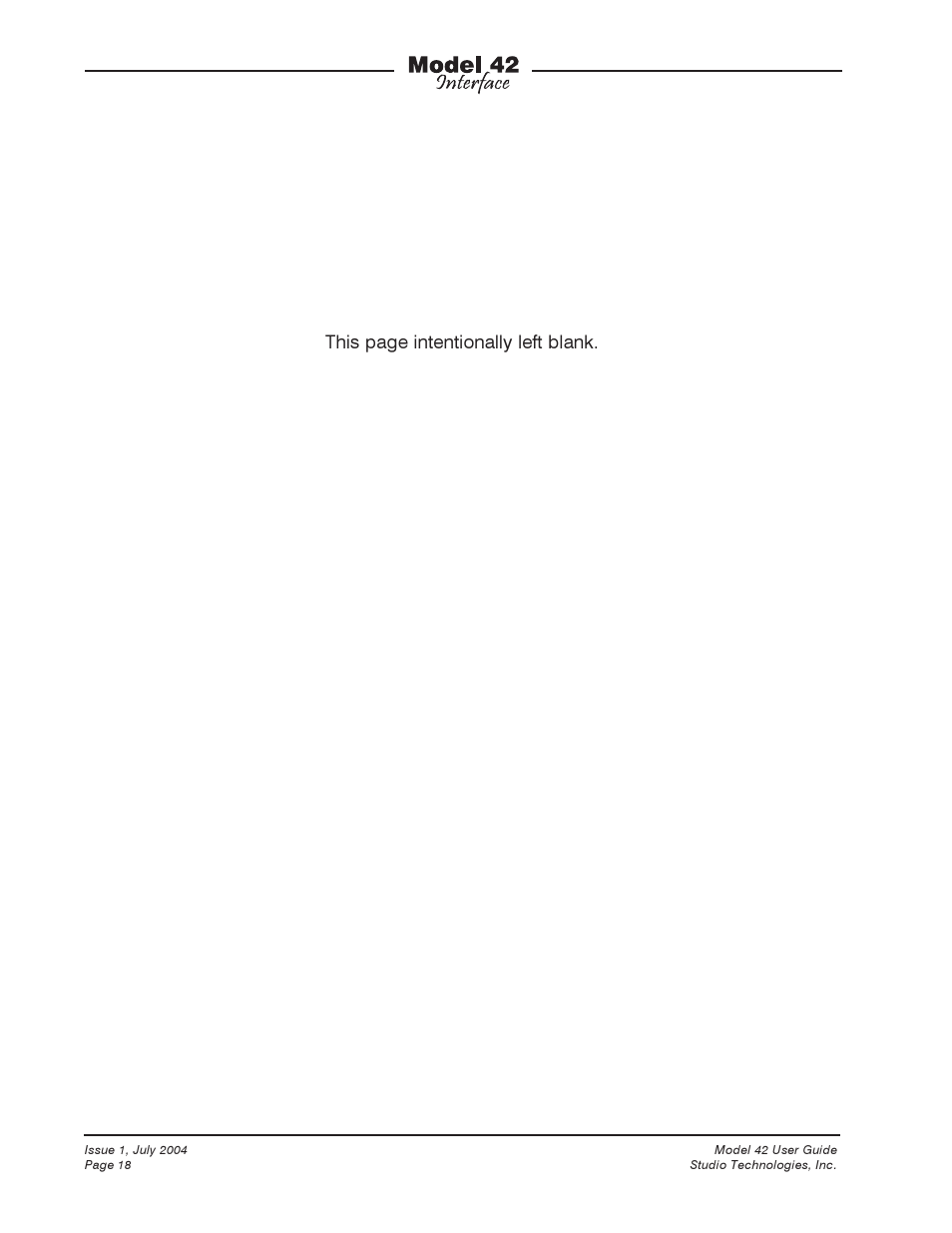 This page intentionally left blank | Studio Technologies 42 User Manual | Page 17 / 18