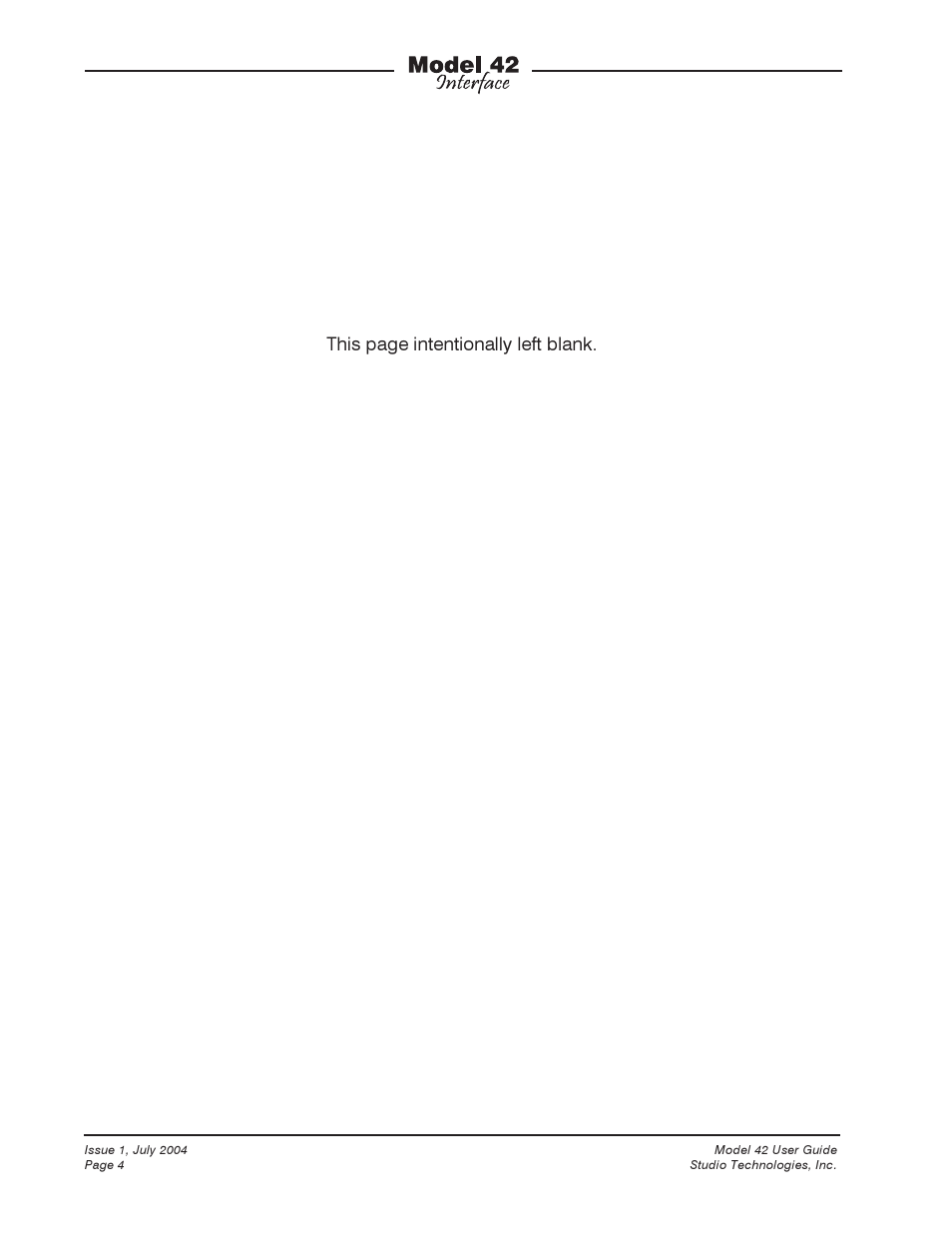 This page intentionally left blank | Studio Technologies 42 User Manual | Page 3 / 18