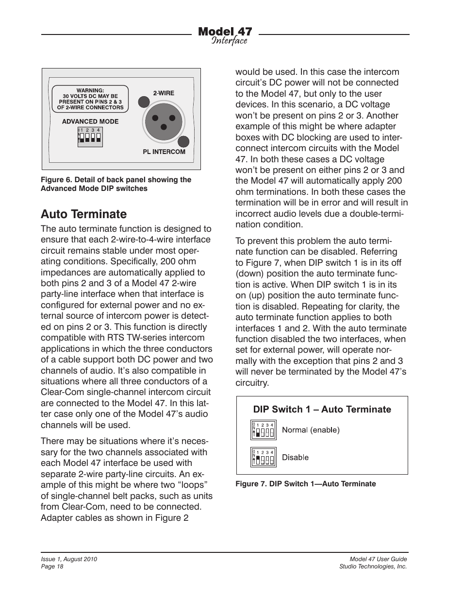 Auto terminate | Studio Technologies 47 User Manual | Page 18 / 33