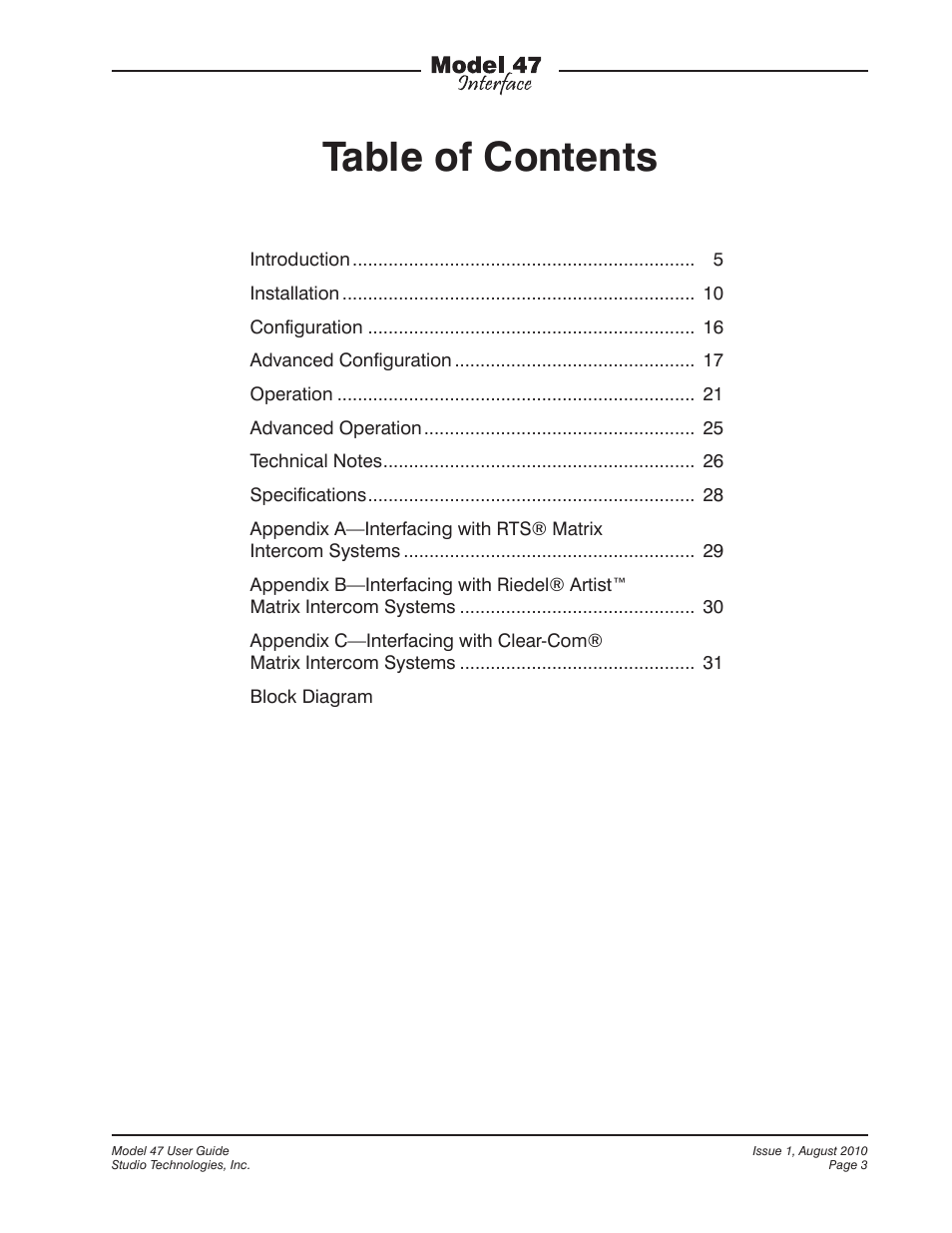 Studio Technologies 47 User Manual | Page 3 / 33