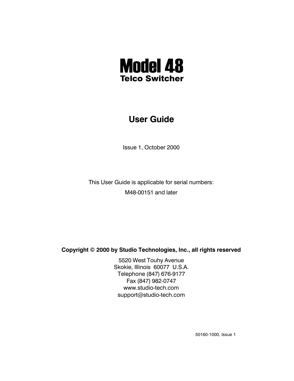 Studio Technologies 48 User Manual | 14 pages