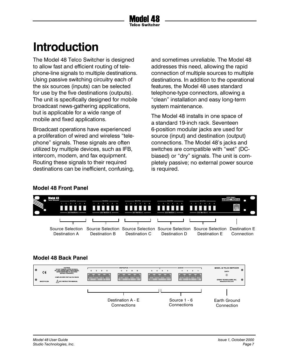 Introduction | Studio Technologies 48 User Manual | Page 6 / 14
